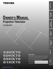 Toshiba 61HX70 Owner's Manual