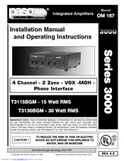 Aiphone T3115BGM Operating Instructions Manual