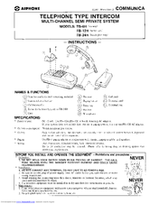 Aiphone TB-24H Instructions Manual