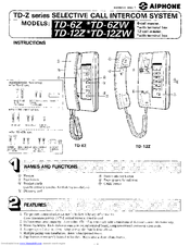 Aiphone TD-6Z Instructions Manual