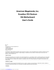 American Megatrends Excalibur PCI Pentium ISA User Manual
