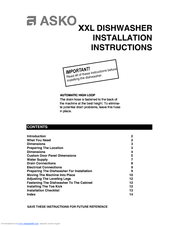 Asko D5122XXL Installation Instructions Manual