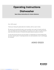 Asko D5223XXLIS Operating Instructions Manual