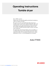 Asko T793 Operating Instructions Manual