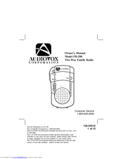 Audiovox FR-200 Owner's Manual