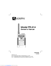 Audiovox FR214B Owner's Manual