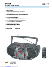 Sony CFD-G35 - Cd Radio Cassette-corder Specifications