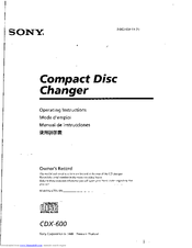 Sony CDX-600FP - Compact Disc Changer System Operating Instructions Manual