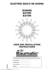 Baumatic B275M User And Installation Instructions Manual
