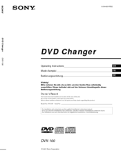 Sony DVX-100 - 10 Disc Dvd Changer Operating Instructions Manual