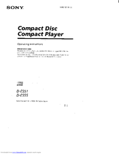 Sony Sports CD Walkman D-ES51 Operating Instructions Manual