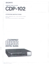 Sony CDP-102 - Compact Disc Player Operating Instructions Manual