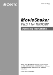 Sony MovieShaker Operating Instructions Manual