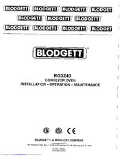 Blodgett BG3240 Installation, Operation And Maintenance Manual