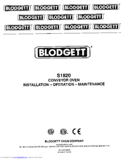 Blodgett S1820 Installation, Operation And Maintenance Instructions