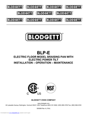 Blodgett BLP-30E Installation Operation & Maintenance