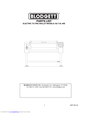 Blodgett BLT-30E Parts List