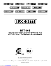 Blodgett BTT-16E Installation Operating & Maintenance Manual
