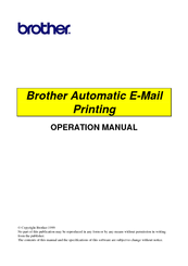 Brother Automatic E-Mail Printing Operation Manual