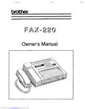 Brother FAX-220 Owner's Manual
