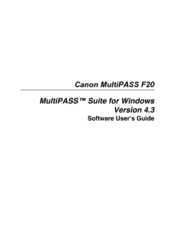Canon MultiPASS F20 Software User's Manual