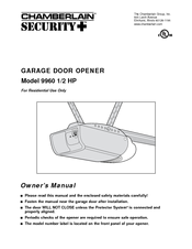 Chamberlain 9960 Owner's Manual