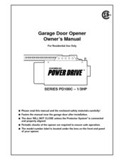 Chamberlain Power Drive PD100C Series Owner's Manual