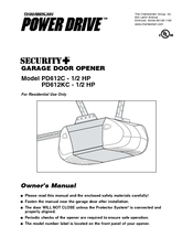 Chamberlain Power Drive Security+ PD612C Owner's Manual