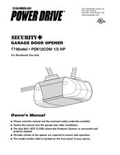Chamberlain Power Drive Security+ PD612CDM Owner's Manual