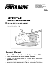 Chamberlain Power Drive Security+ PD752CDS Owner's Manual