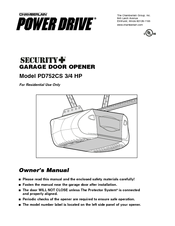 Chamberlain Power Drive Security+ PD752CS Owner's Manual