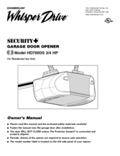 Chamberlain Whisper Drive Security+ HD700DS Owner's Manual