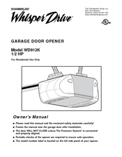 Chamberlain Whisper Drive WD912K Owner's Manual