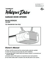 Chamberlain Whisper Drive WD922K Owner's Manual