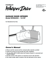 Chamberlain Whisper Drive WD922KC Owner's Manual