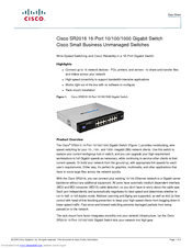 Cisco Cisco Small Business Unmanaged Switch SR2016 Datasheet