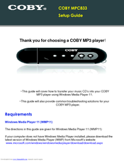 Coby MPC833 - 128 MB Digital Player Setup Manual