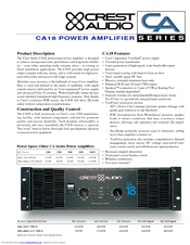 Crest Audio CA18 Specifications