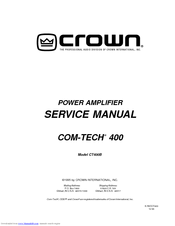 Crown Com-Tech 400 Service Manual