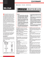 Crown Macro-Tech MA-24X6 Reference Manual