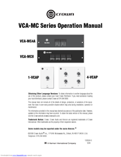 Crown VCA-MC4A Operation Manual