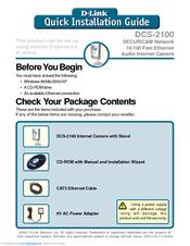 D-link SECURICAM Network DCS-2100 Quick Installation Manual