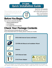 D-link SECURICAM Network DCS-2100G Quick Installation Manual