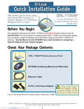 D-link AirPremier DWL-7100AP Quick Installation Manual