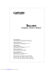 Clifford Solaris Owner's Manual