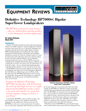 Definitive Technology SuperTower BP7000SC Equipment Reviews