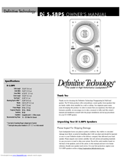 Definitive Technology DI 5.5BPS Owner's Manual