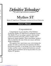Definitive Technology Mythos Mythos STS Owner's Manual