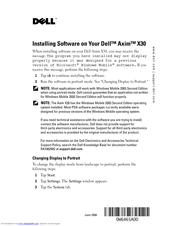 Dell X30 - Axim X30 - Windows Mobile 2003 SE 312 MHz Software Installation Manual