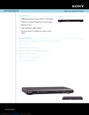 Sony DVPNS700H/B - 1080p Upscaling Dvd Player Specification Sheet